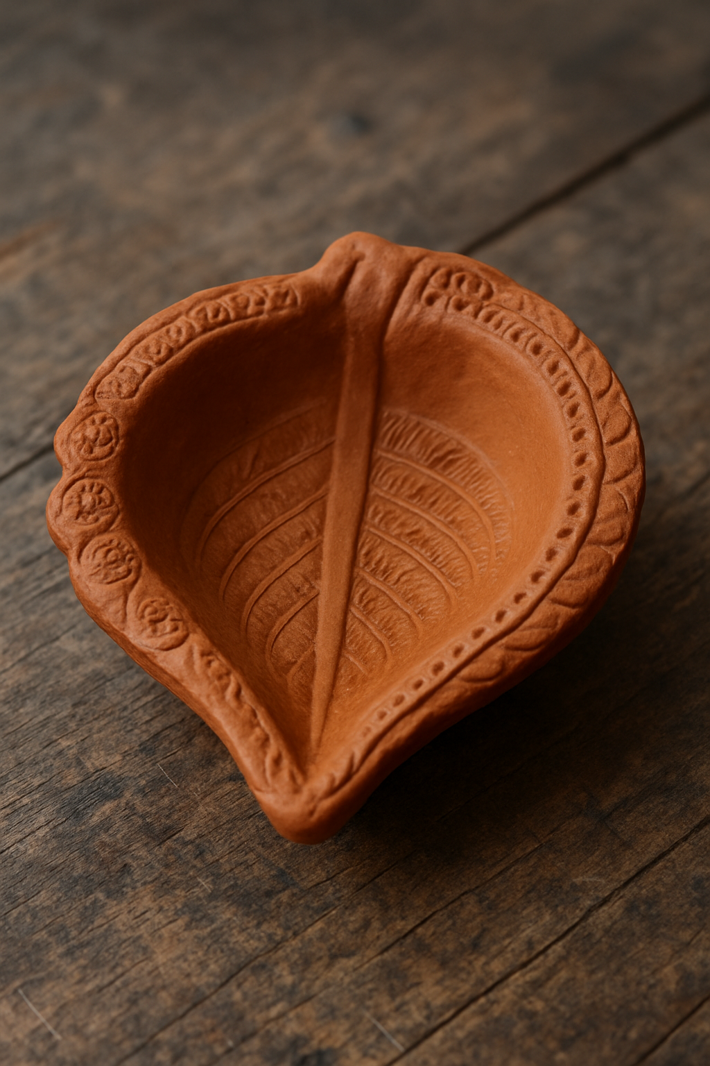 Krishak Bharti Floral Motif Clay Diya – Medium
