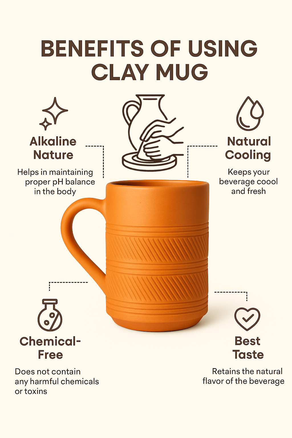 Krishak Bharti Barrel Style Clay Mug – 400ml
