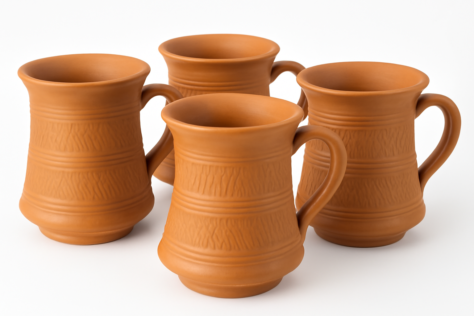 Krishak Bharti Artisan Clay Mug – Linear Texture, 350ml