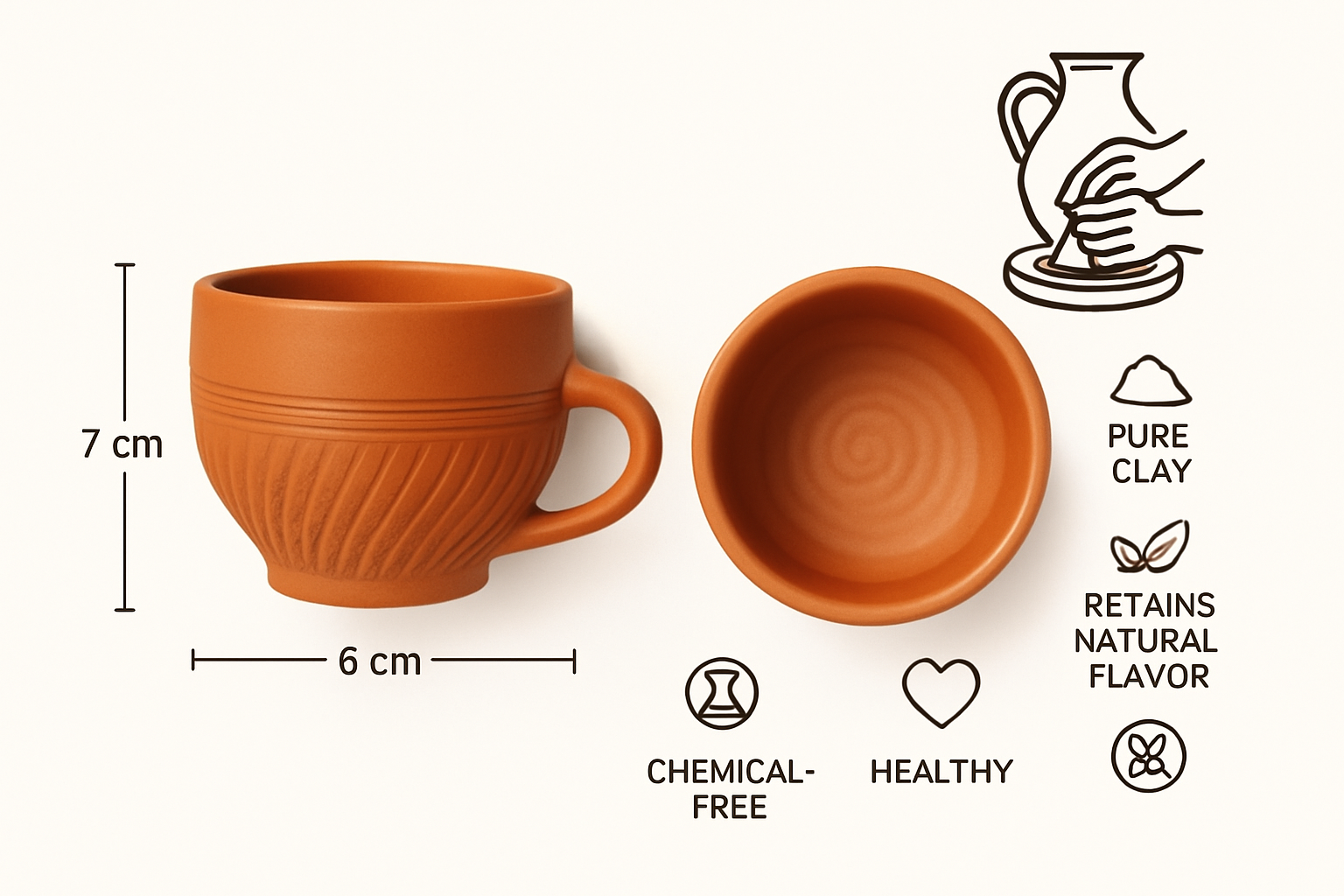 Krishak Bharti Handmade Flared Clay Mug – 350ml