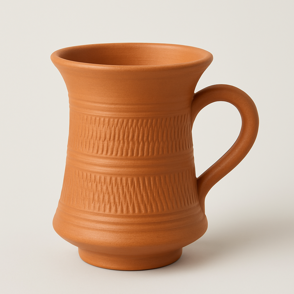Krishak Bharti Artisan Clay Mug – Linear Texture, 350ml