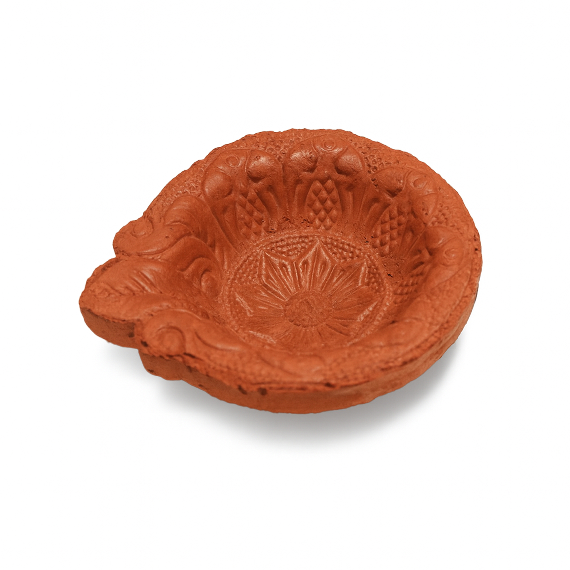 Krishak Bharti Leaf Design Clay Diya – Small