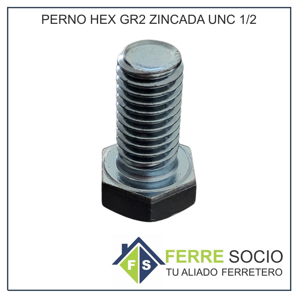 PERNO HEX GR2 ZINCADA UNC 1/2