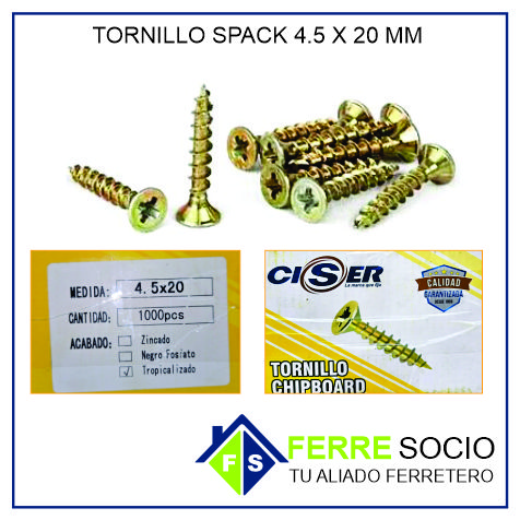 TORNILLO SPACK 4.5X20 MM POR UNIDAD