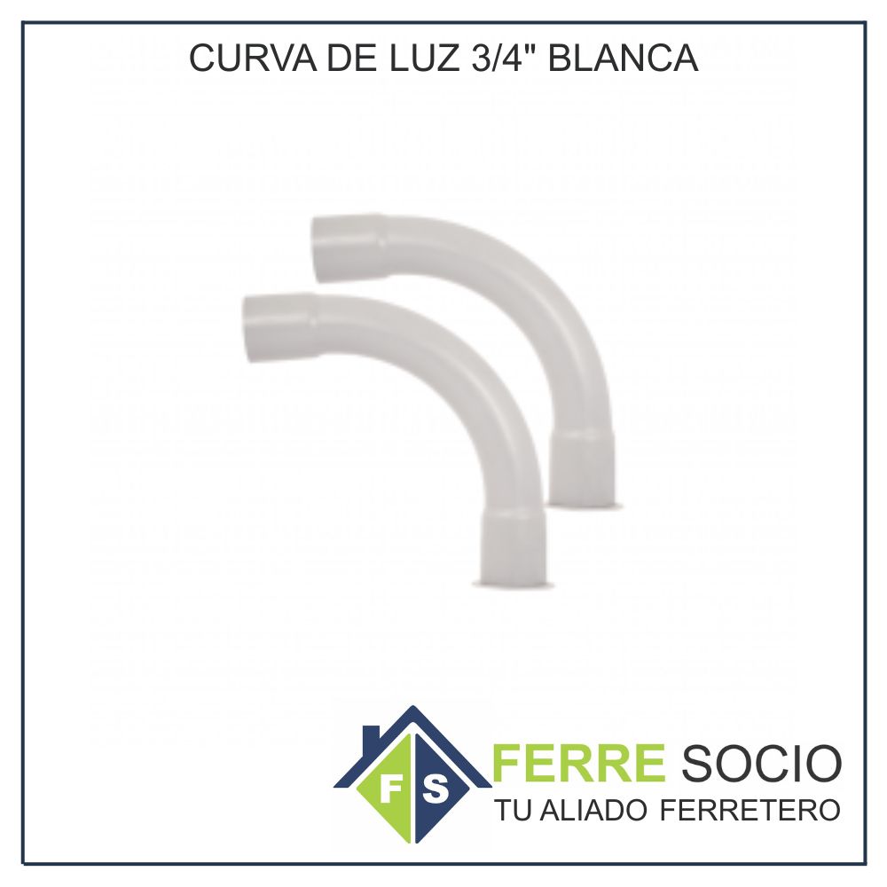 CURVA DE LUZ 3/4" BLANCA - POR UNIDAD