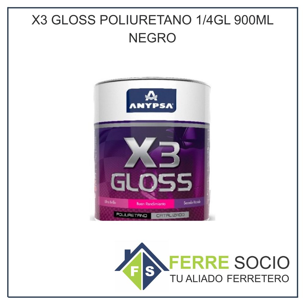 X3 GLOSS POLIURETANO 14GL 900ML NEGRO