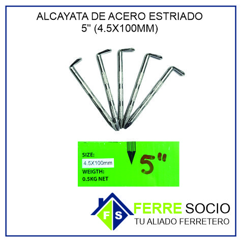 ALCAYATA DE ACERO ESTRIADO 5 (45x100MM) POR UNIDAD