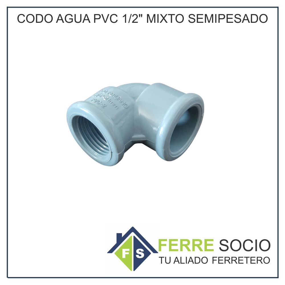 CODO AGUA PVC 1/2" MIXTO SEMIPESADO