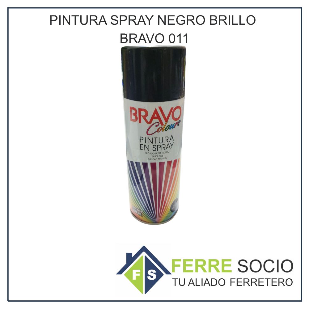 PINTURA SPRAY NEGRO BRILLO BRAVO 011