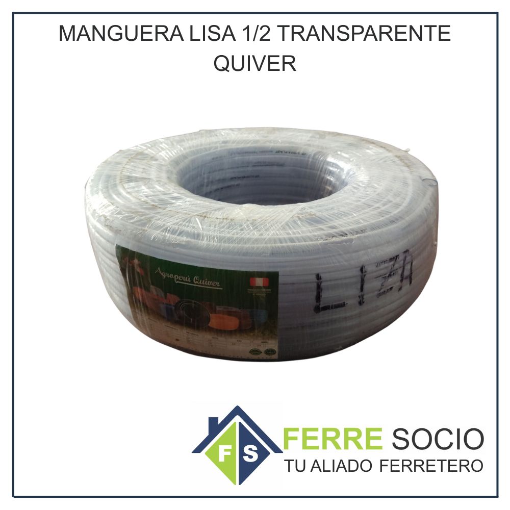 MANGUERA LISA 1/2 TRANSPARENTE QUIVER - POR METRO