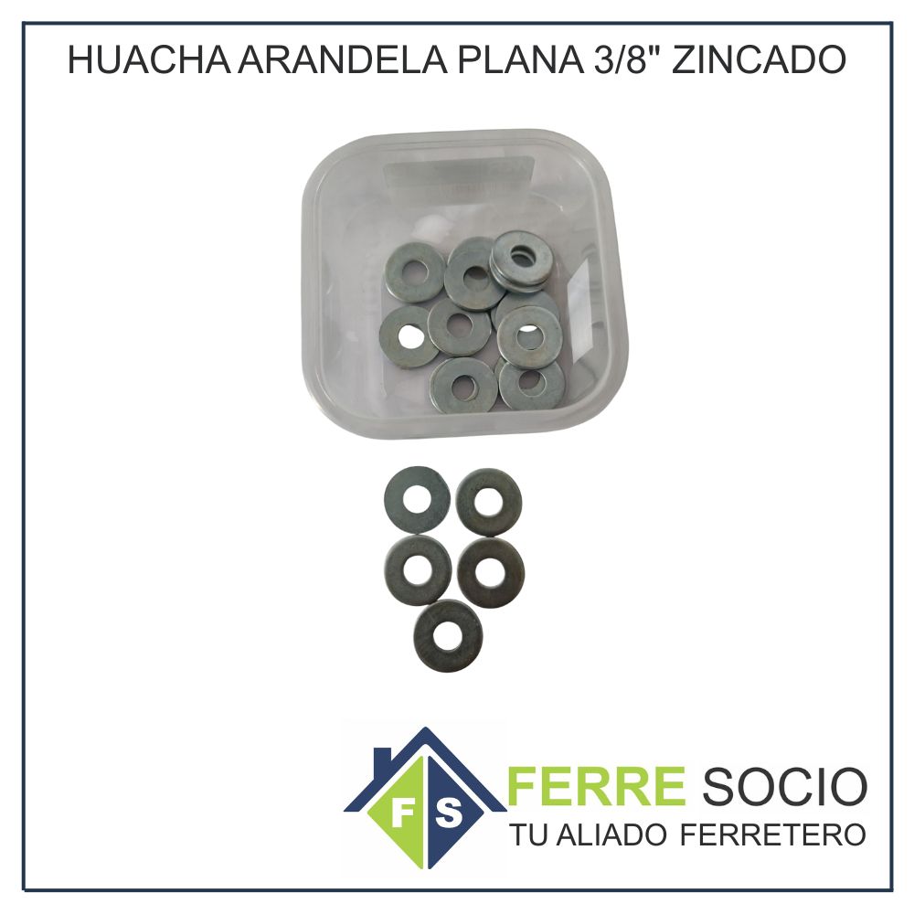 HUACHA ARANDELA PLANA 3/8" ZINCADO