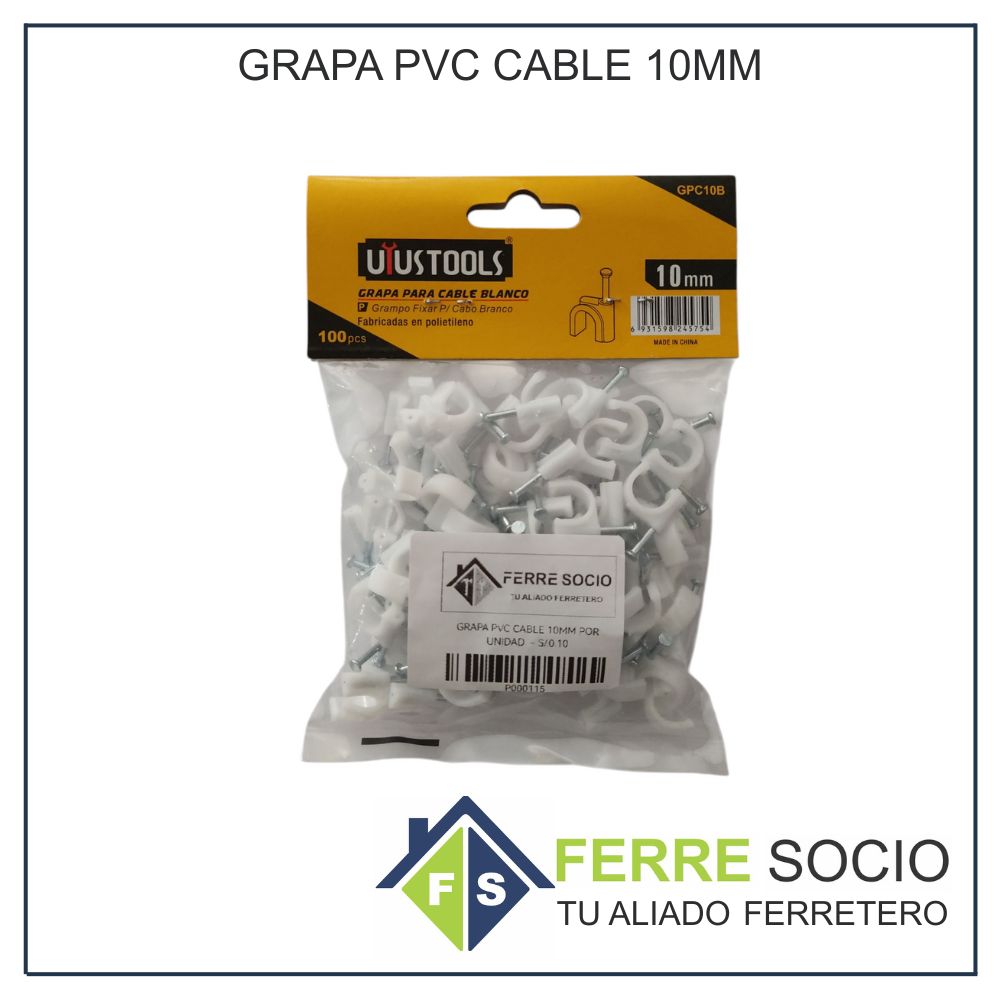 GRAPA PVC CABLE 10 MM UNIDAD