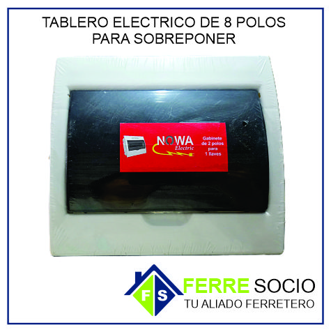 TABLERO ELECTRICO DE 8 POLOS SOBREPONER