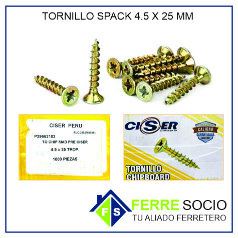 TORNILLO SPACK 4.5X25 MM POR UNIDAD