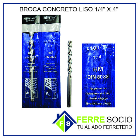 BROCA CONCRETO LISO 1/4 X 4"