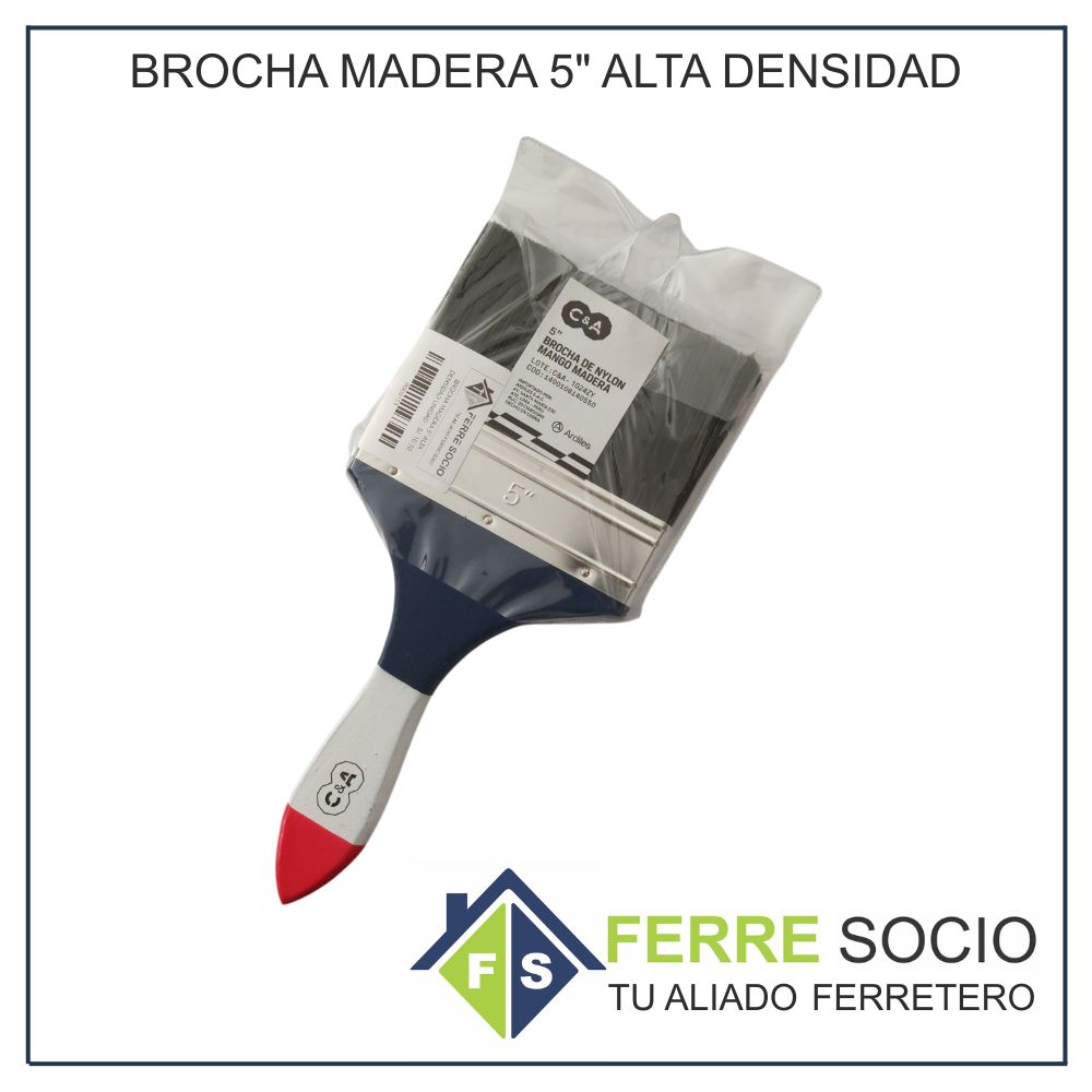 BROCHA MADERA 5" ALTA DENSIDAD