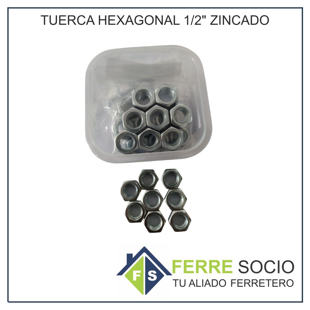 TUERCA HEXAGONAL 1/2" ZINCADO