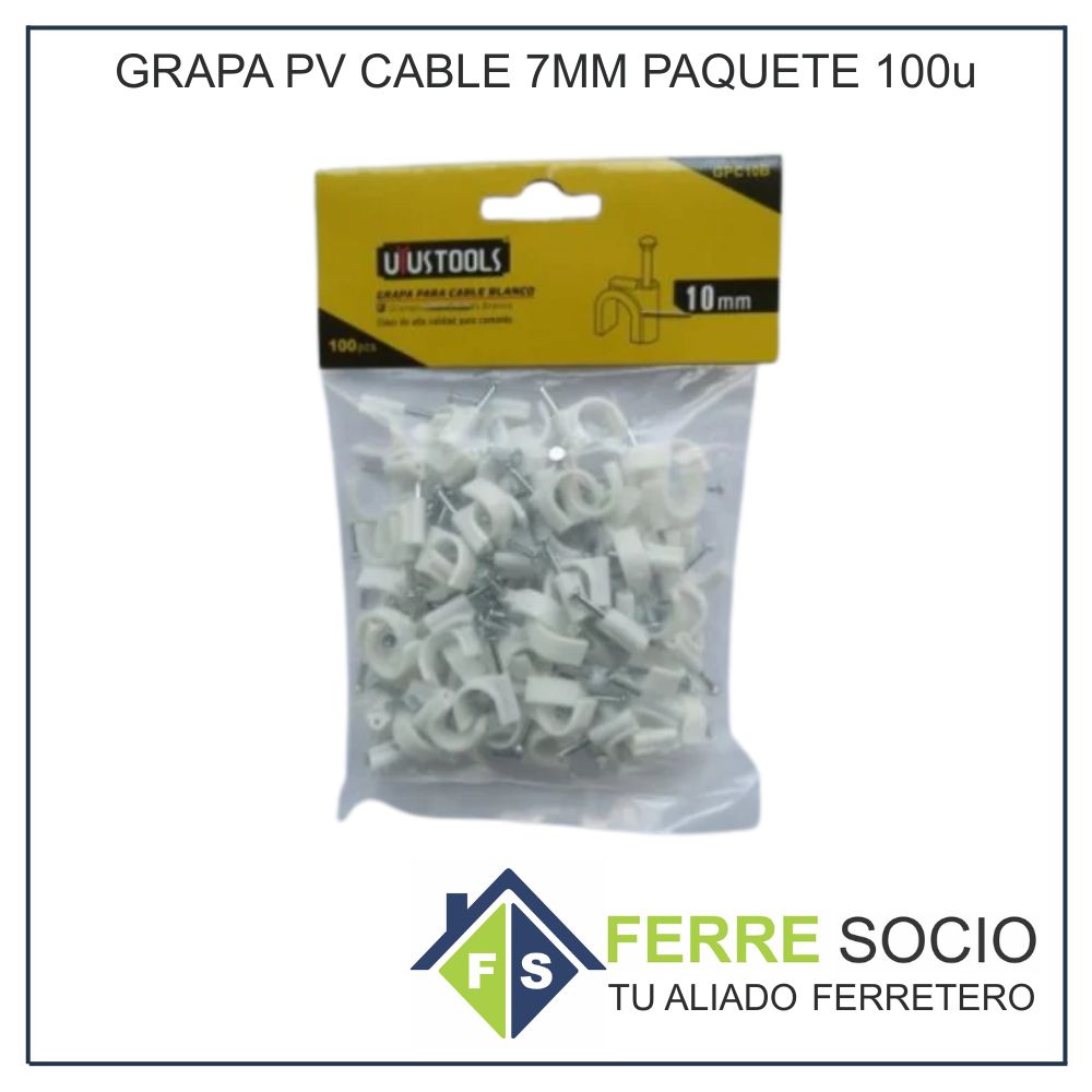 GRAPA PV CABLE 7MM PAQUETE 100u