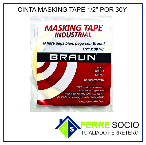 CINTA MASKING TAPE 1/2 POR 30Y