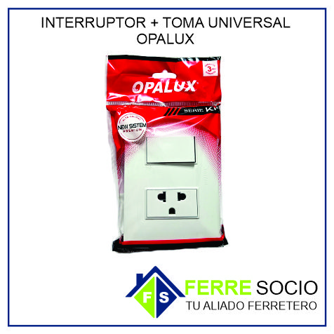 INTERRUPTOR + TOMA UNIVERSAL OPALUX