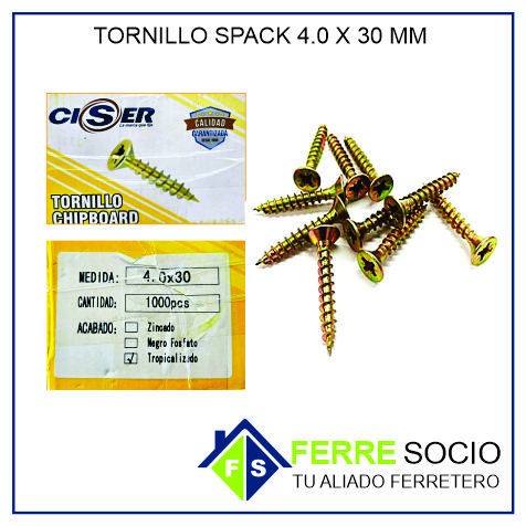 TORNILLO SPACK 4.0X30 MM POR UNIDAD