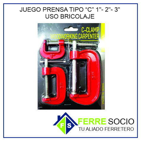 JUEGO DE PRENSA TIPO C 1-2-3 USO BRICOLAJE
