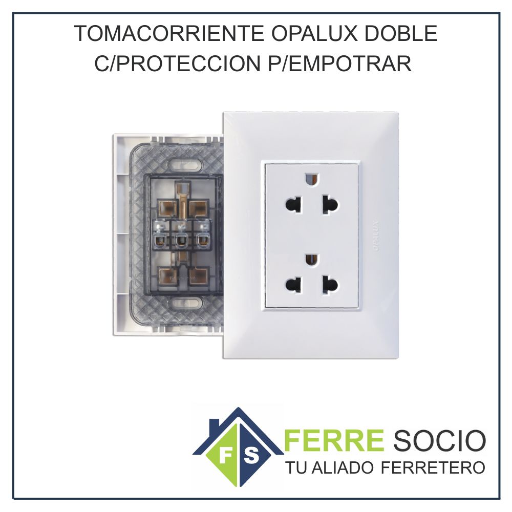 TOMACORRIENTE OPALUX DOBLE C/PROTECCION P/EMPOTRAR 