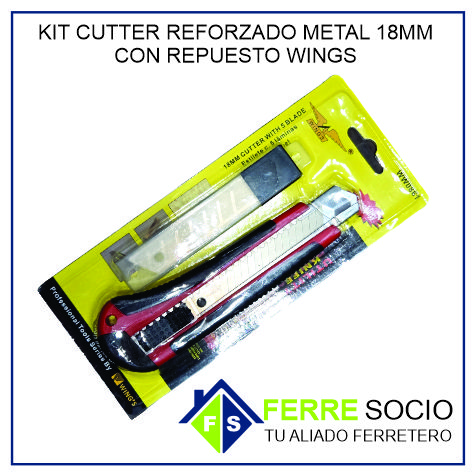 KIT CUTTER REFORZADO METAL 18MM CON REPUESTO