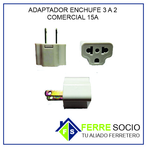 ADAPTADOR ENCHUFE 3 A 2 COMERCIAL 15A