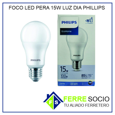 FOCO LED PERA 15W LUZ DIA PHILLIPS