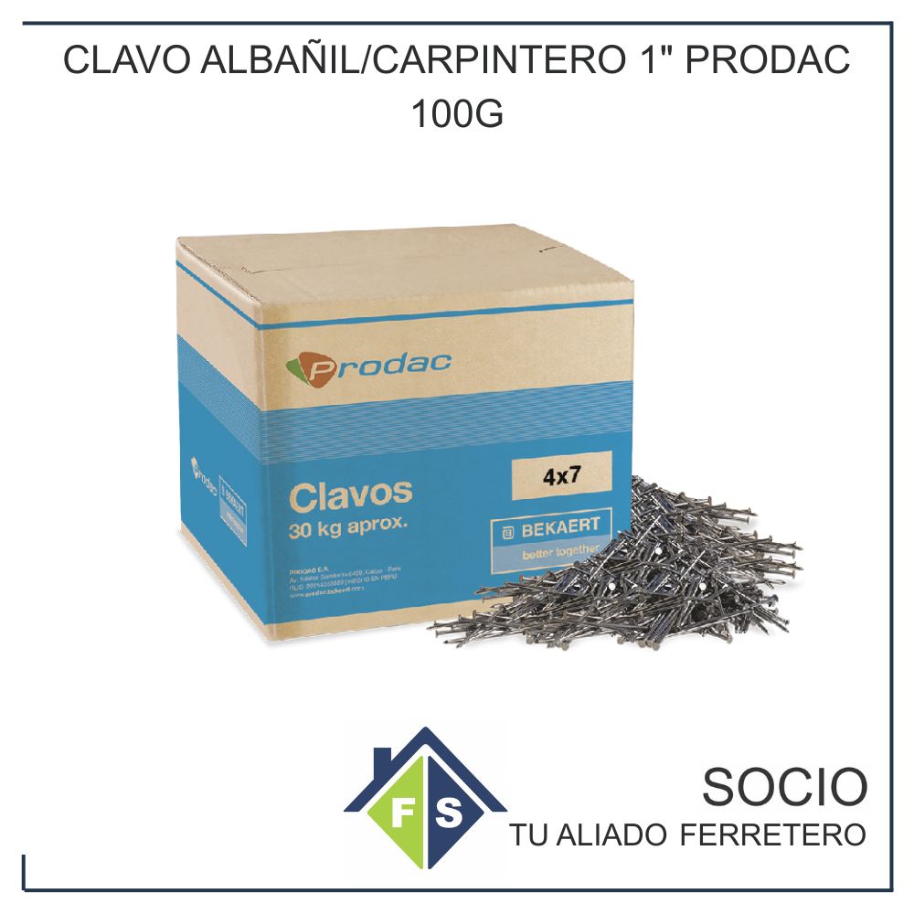 CLAVO ALBAÑIL/CARPINTERO 1" PRODAC 100G