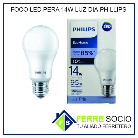 FOCO LED PERA 14W LUZ DIA PHILLIPS