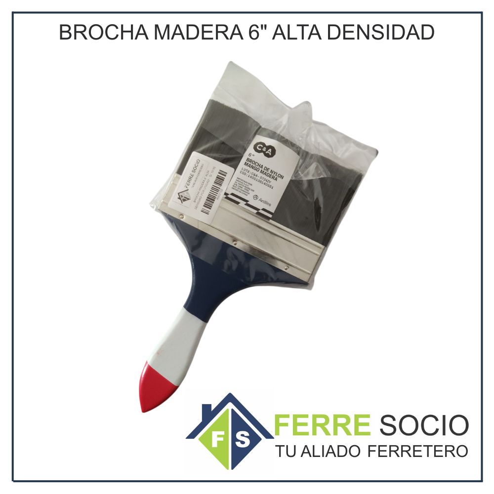 BROCHA MADERA 6" ALTA DENSIDAD