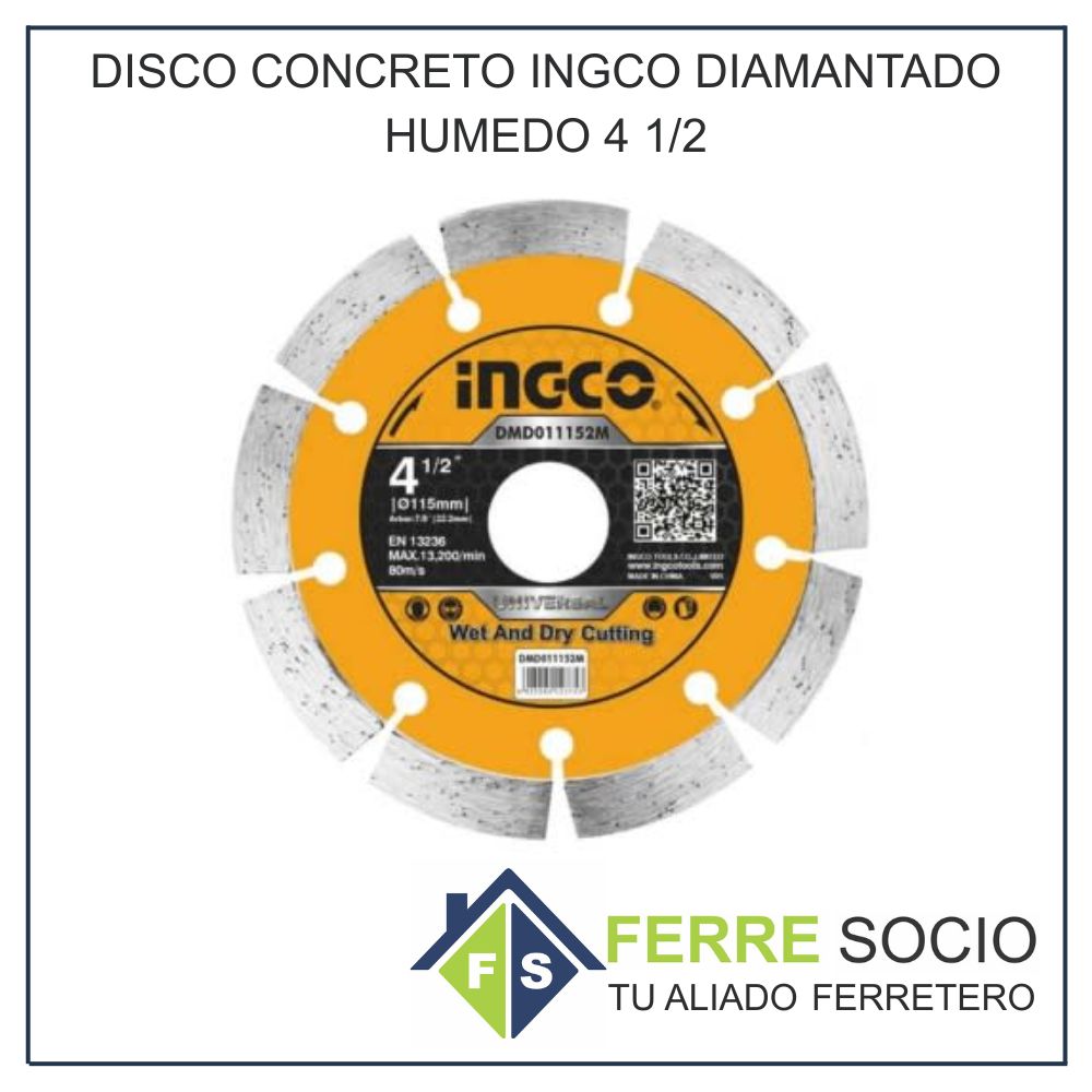 DISCO CONCRETO INGCO DIAMANTADO HUMEDO 4 1/2