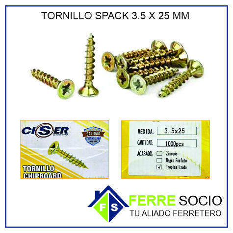 TORNILLO SPACK 3.5X25 MM POR UNIDAD