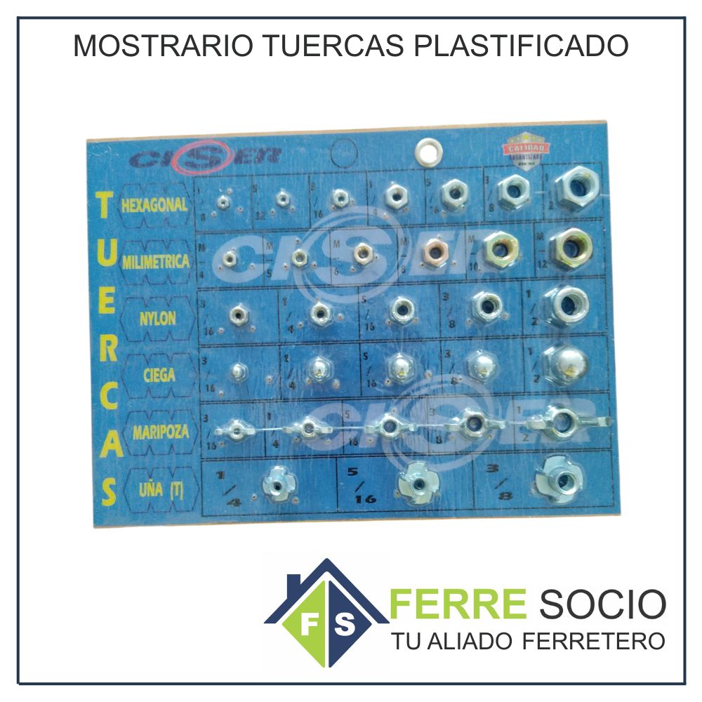 MOSTRARIO TUERCAS PLASTIFICADO