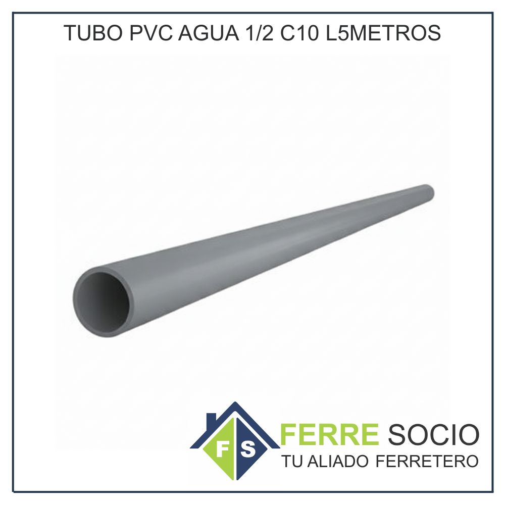TUBO PVC AGUA 1/2 C10 L5METROS