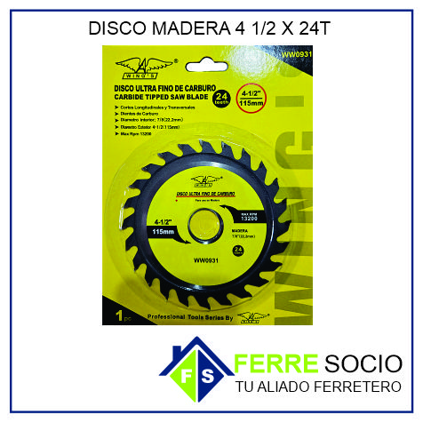 DISCO MADERA 4 1/2 X 24T