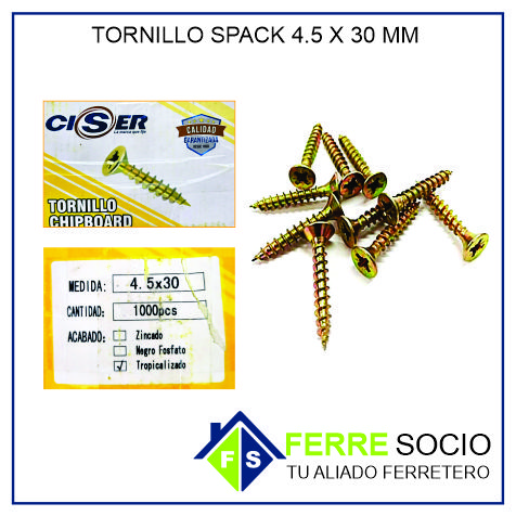 TORNILLO SPACK 4.5X30 MM POR UNIDAD