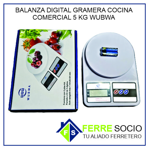 BALANZA DIGITAL GRAMERA COCINA COMERCIAL 5 KG WUBWA