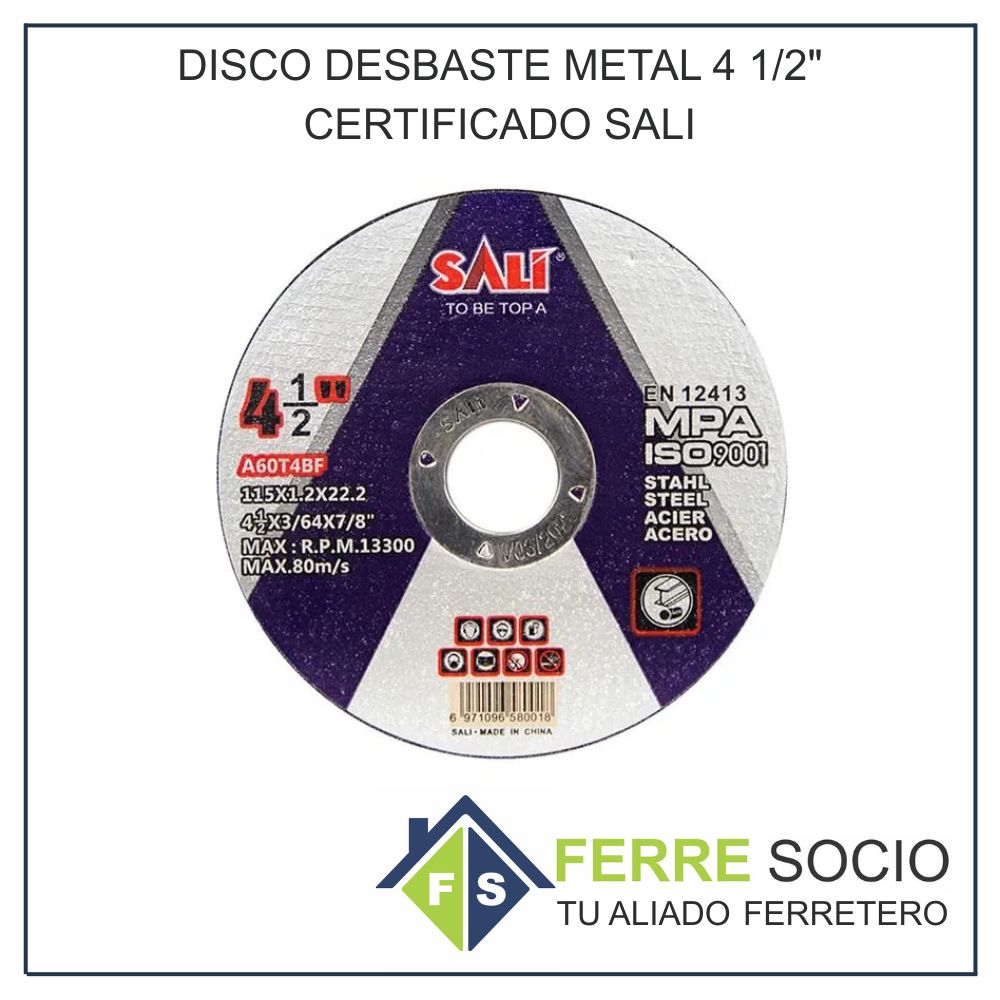 DISCO DESBASTE METAL 4 1/2 CERTIFICADO SALI