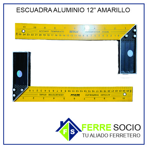 ESCUADRA ALUMINIO 12 AMARILLO