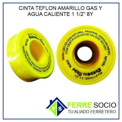 CINTA TEFLON AMARILLO GAS AGUA CALIENTE 1.5 8Y