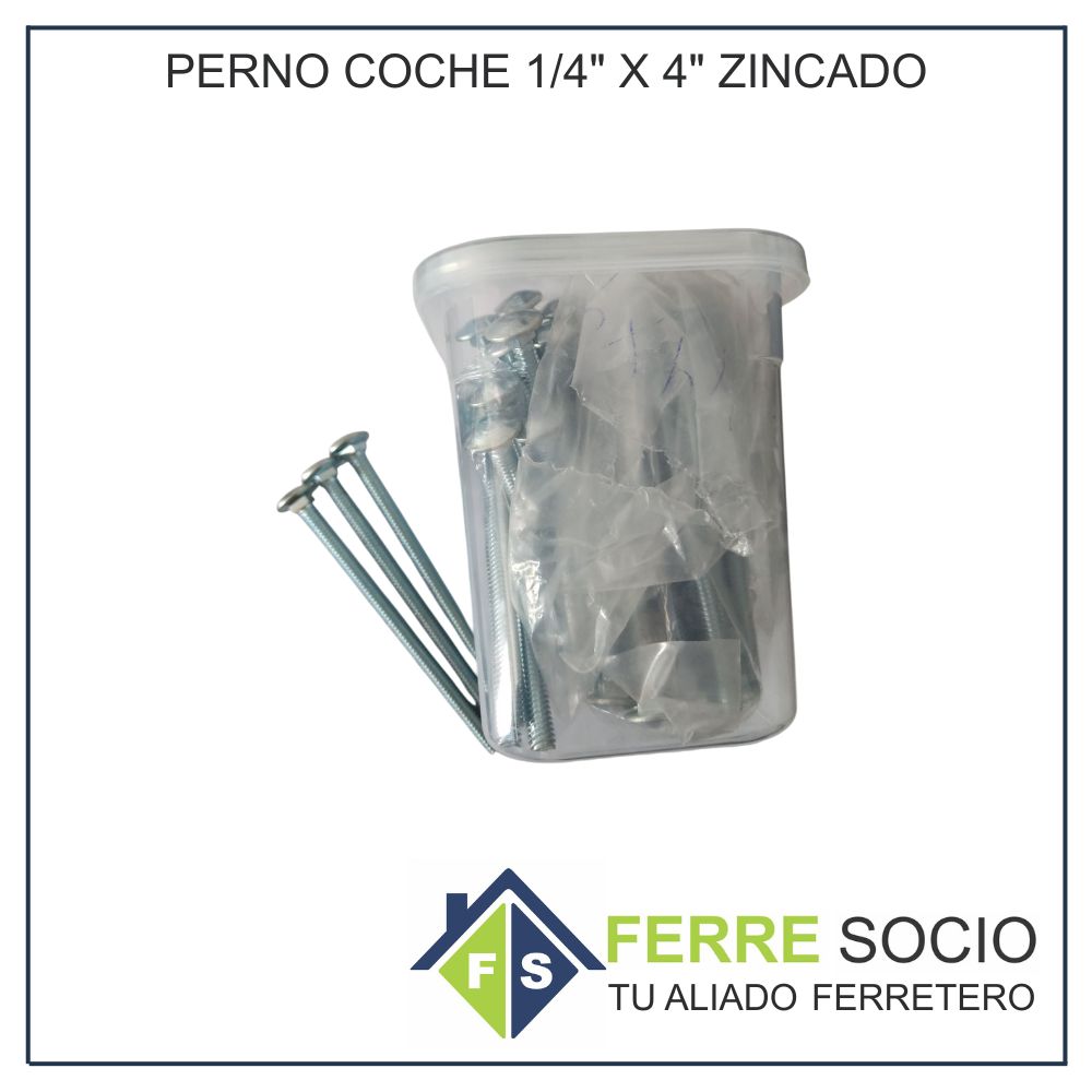 PERNO COCHE 1/4" X 4" ZINCADO - UNIDAD