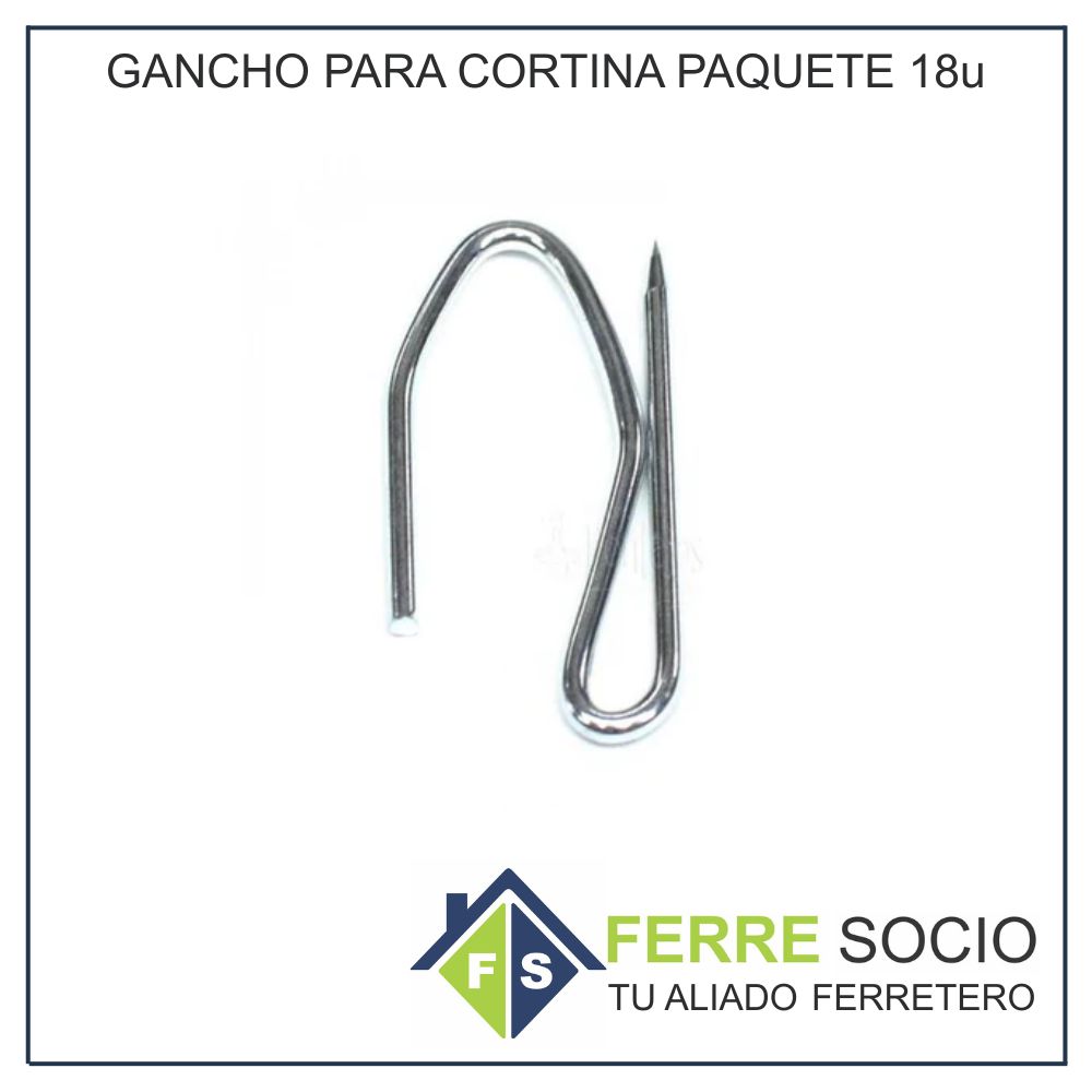 GANCHO PARA CORTINA PAQUETE 18u