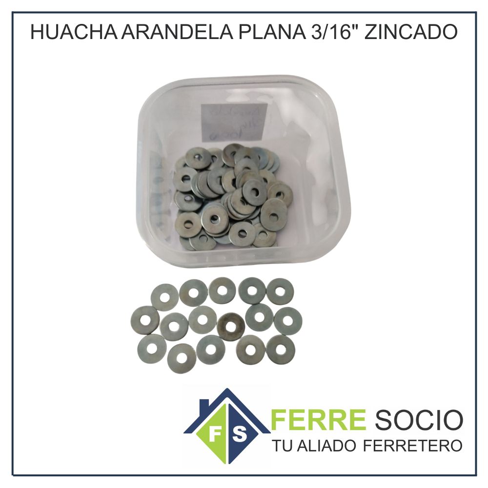 HUACHA ARANDELA PLANA 3/16" ZINCADO