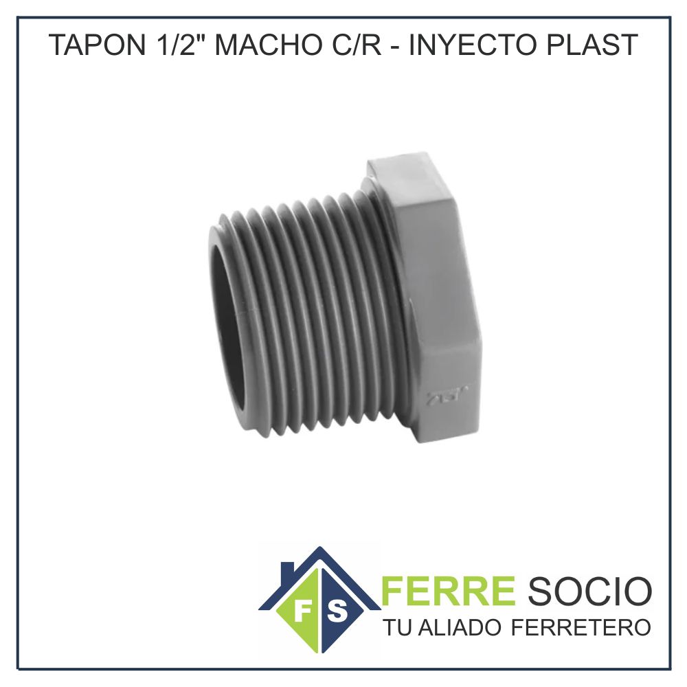 TAPON 1/2 MACHO C/R - INYECTO PLAST