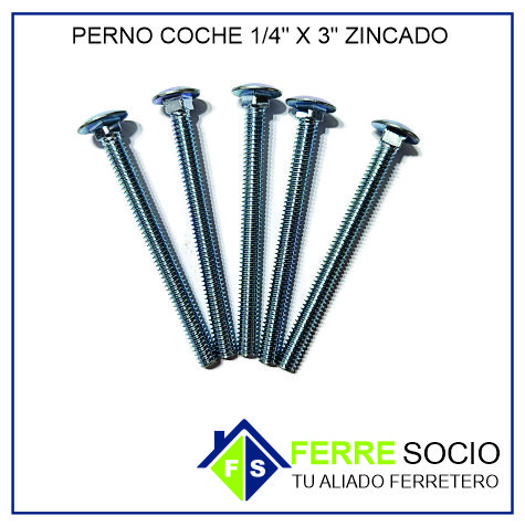 PERNO COCHE 1/4"X3" ZINCADO