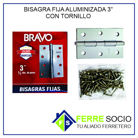 BISAGRA FIJA ALUMINIZADA 3"