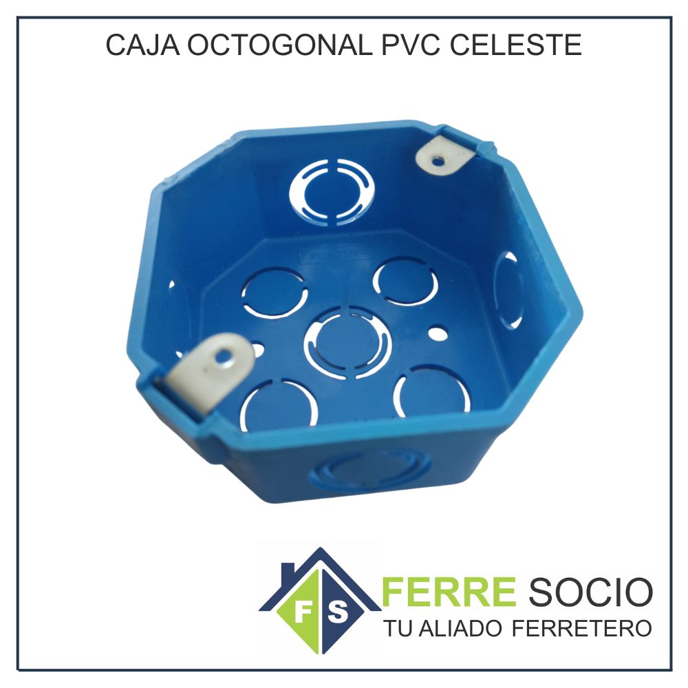 CAJA OCTOGONAL PVC CELESTE